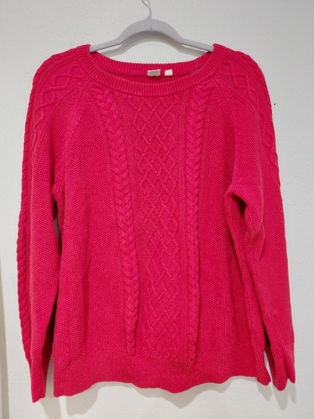 GAP Red Cable Knit Thick Cotton Crewneck Sweater Womens XXL